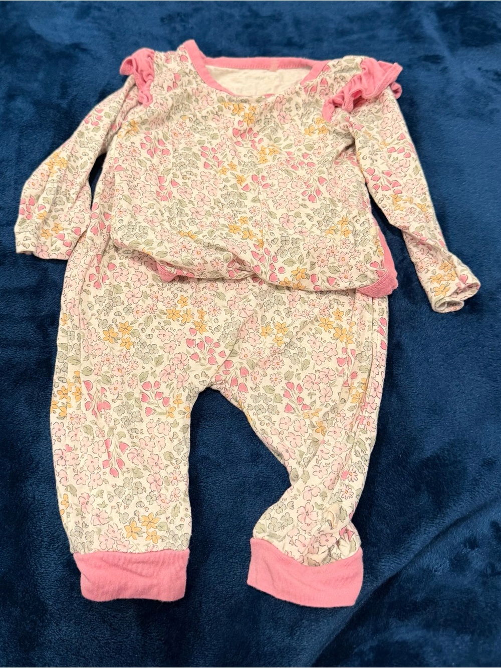 Floral Pink Ruffled Baby Two-Piece Set